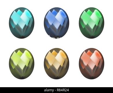 Colorful round gems. Vector illustration. Set of luxury stones Stock Vector