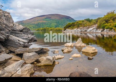 The Colleen Bawn Rock, Muckross Lake, Killarney National Park, County Kerry, Ireland. Stock Photo