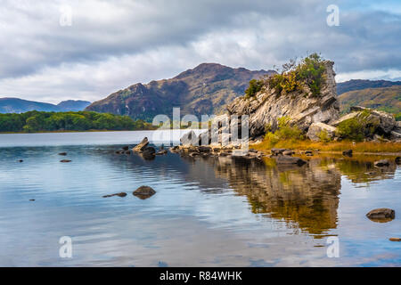 The Colleen Bawn Rock, Muckross Lake, Killarney National Park, County Kerry, Ireland. Stock Photo