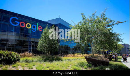 Mountain View, CA/USA - May 21, 2018: Exterior view of a Googleplex building, the corporate headquarters complex of Google and parent company Alphabet Stock Photo