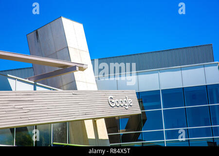 Mountain View, CA/USA - May 21, 2018: Exterior view of a Googleplex building, the corporate headquarters complex of Google and parent company Alphabet Stock Photo