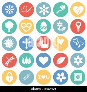 Spring icons set on circles background for graphic and web design ...