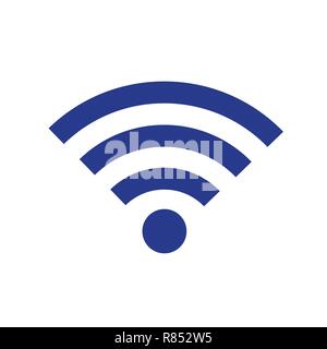 Wifi symbol icon - blue simple, isolated - vector illustration Stock