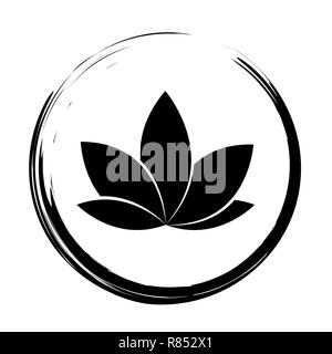 black lotus icon in a circle isolated on white background vector illustration Stock Vector