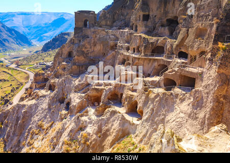 Vardzia cave monastery and ancient city in mountain rocks, Georgia Stock Photo