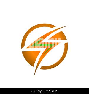 Electric Industrial. Power logo. The letter "S" with lightning on a dark background Stock Vector