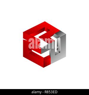 Abstract three dimensional hexagon shaped colorful vector symbol Stock Vector