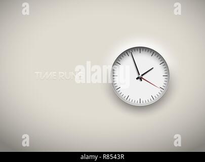 Vector cut out white round clock time business background. Black simple round scale. Icon design or ui screen interface element Stock Vector