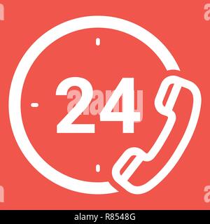 Emergency Services 24 Hours Icon Isolated On A White Background. Vector Icon Illustration. Stock Vector