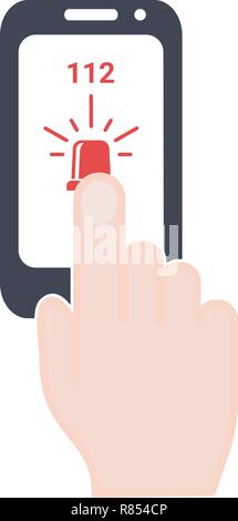 Ambulance, Police, Alarm, Emergency Call 112 Isolated On A White Background. Vector Icon Illustration. Stock Vector
