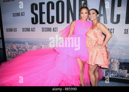 Jennifer Lopez wearing gown by Giambattista Valli and Vanessa Hudgens wearing dress by Marc Jacobs attend premiere of Second Act at Regal Union Square Theatre Photo by Lev Radin Pacific Press Stock Ph...