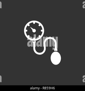 Medical tonometer icon on a dark background. Blood pressure check. Vector illustration Stock Vector
