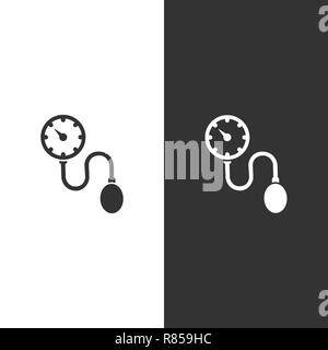 Medical tonometer icon on black and white background. Blood pressure check. Vector illustration Stock Vector