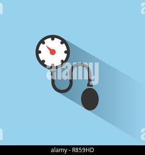 Medical tonometer icon on blue background white shade. Blood pressure check. Vector illustration Stock Vector