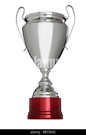 winner reward - silver color cup prize isolated on white background Stock Photo