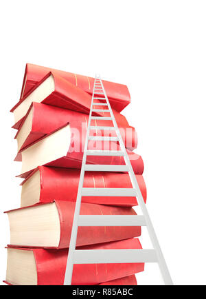 Ladder and books. Isolated over white Stock Photo