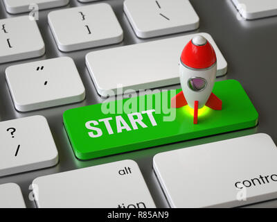 Start key on the keyboard,3d rendering,conceptual image. Stock Photo