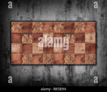 checkerboard squares on a concrete wall background Stock Photo