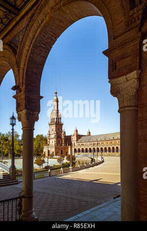 Plaza de Espana in Seville, Spain, built in 1928 for the Ibero American Exposition of 1929. Stock Photo