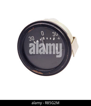 Old car ammeter isolated on white Stock Photo