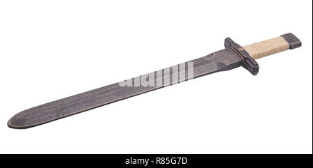 Wooden antique sword isolated on white Stock Photo