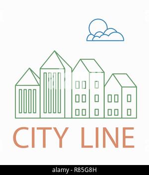 Line linear urban city landscape Stock Vector