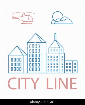Line linear urban city landscape Stock Vector