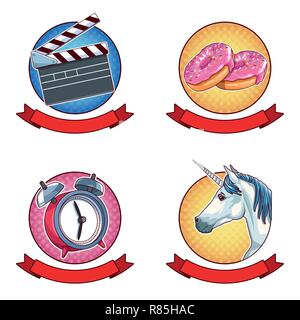 Set Donuts Vector Illustration Pop Art Style Stock Vector Image & Art ...