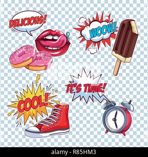 Set Donuts Vector Illustration Pop Art Style Stock Vector Image & Art ...