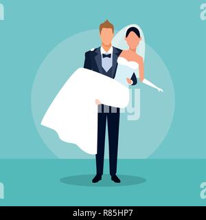 Wedding couple cartoon Stock Vector