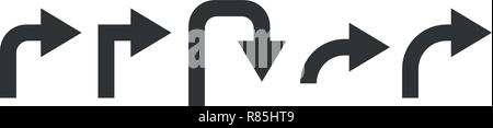 Black arrows. Turn Right signs Stock Vector