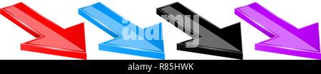 Arrows. Colored moving down 3d icons Stock Vector