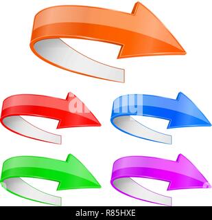 Colored 3d arrows with white reverse side Stock Vector