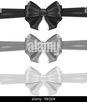 Shiny black silk ribbon isolated on white background. Vector black bow. Black  bow and black ribbon. Packing element Stock Vector Image & Art - Alamy