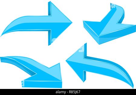Set of blue 3d shiny arrows Stock Vector