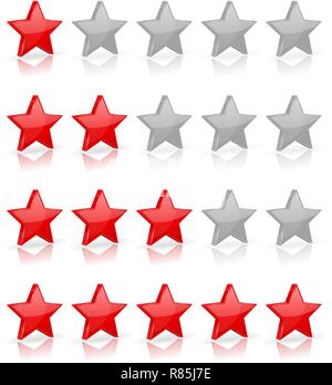 Red stars. Rating levels Stock Vector