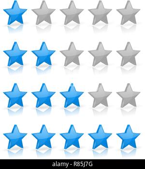 Blue stars. Rating levels Stock Vector