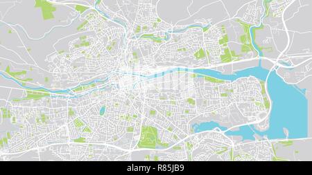 Urban vector city map of Cork, Ireland Stock Vector