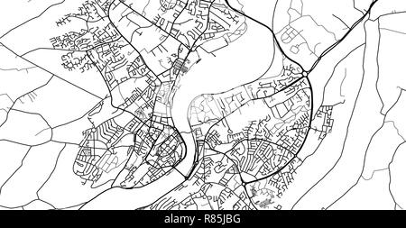 Urban vector city map of Derry, Ireland Stock Vector