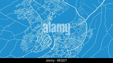 Urban vector city map of Derry, Ireland Stock Vector