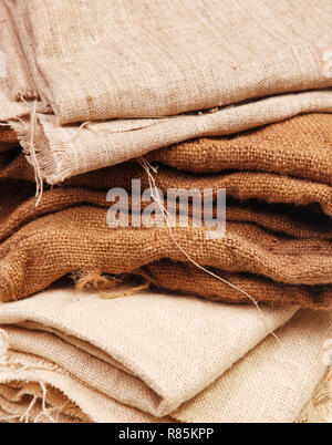 A stack of folded burlap Stock Photo