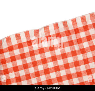 Tablecloth red and white checkered wavy texture background Stock Photo