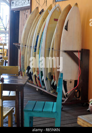 A Rack full of Surfboards
