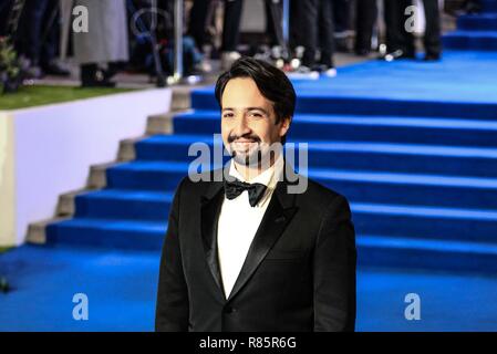 London, UK. 12th December 2018. Lin-Manuel Miranda  attending the European premiere of Mary Poppins Returns at the Royal Albert Hall.Credit: Claire Doherty/Alamy Live News Stock Photo