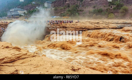 December 13, 2018 - Linfen, Linfen, China - Linfen, CHINA-Scenery of Hukou Waterfall at Yellow River in northwest ChinaÃ¢â‚¬â„¢s Shanxi Province. (Credit Image: © SIPA Asia via ZUMA Wire) Stock Photo