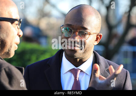 Westminster, London, UK, 13th Dec 2018. Former universities minister Sam Gyimah, who resigned over Brexit, is interviewed on College Green in London. Credit: Imageplotter News and Sports/Alamy Live News Stock Photo