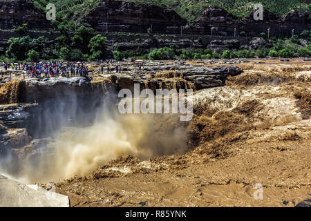 December 13, 2018 - Linfen, Linfen, China - Linfen, CHINA-Scenery of Hukou Waterfall at Yellow River in northwest ChinaÃ¢â‚¬â„¢s Shanxi Province. (Credit Image: © SIPA Asia via ZUMA Wire) Stock Photo