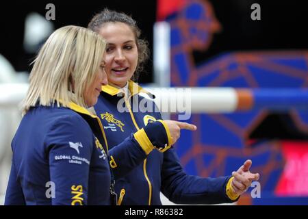 Prague, Czech Republic. 14th Dec, 2018. Anna Kellnerova (R) of PRAGUE LIONS TEAM during the Longines Global Champions Playoffs 2018 in Prague in the Czech Republic. *** Local Caption Credit: Slavek Ruta/ZUMA Wire/Alamy Live News Stock Photo