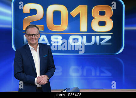 14 December 2018, North Rhine-Westphalia, Köln: The presenter Frank Plasberg is in the studio after the recording of the ARD show '2018 - Das Quiz'. The show will be shown on 27.12.2018 at 20:15. Photo: Henning Kaiser/dpa Stock Photo