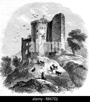 Digital improved reproduction, Ruin of Saint-Laurent church, Herault, France, Ruine der Kirche Saint-Laurent, Frankreich, from an original print from the year 1855 Stock Photo